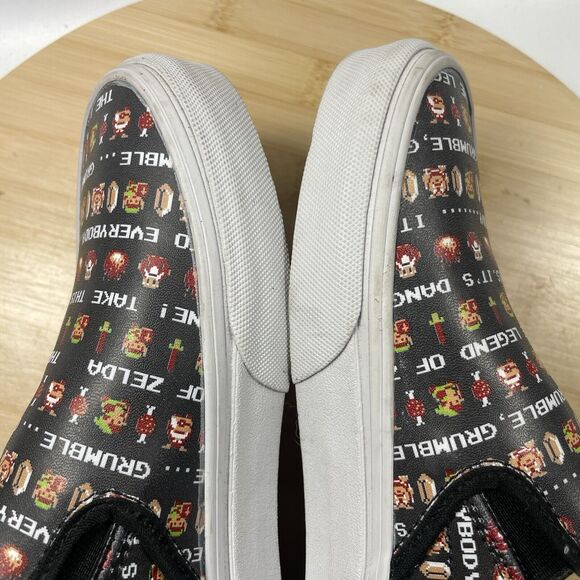 Vans X Nintendo Legend Of Zelda Logo Print Womens Size 6 Black Classic Slip Ons - Picture 11 of 15